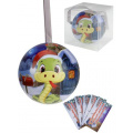 Фото товара - Елочное Украшение Шар. Змея у домика (d=6,8см, с новогодними предсказаниями, жестяной, в коробке) НУ-6312, (ООО "МИЛЕНД")