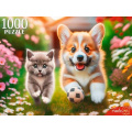 Фото товара - Пазлы 1000 дет. Корги и британский котенок  ХП1000-8279, (Рыжий кот)