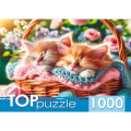 Фото товара - ПазлыTOPpuzzle 1000 дет. Два котенка в корзине ХТП1000-8739, (Рыжий кот)