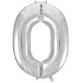 Фото товара - Шар фольгированный фигурный "ЦИФРА 0  40" Silver/СЕРЕБРО 1207-2955 Веселая Затея