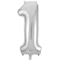 Фото товара - Шар фольгированный фигурный "ЦИФРА 1  40" Silver 1207-2956 Веселая Затея