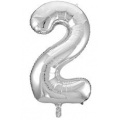 Фото товара - Шар фольгированный фигурный "ЦИФРА 2  40" Silver 1207-2957 Веселая Затея