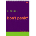 Фото товара - Блокнот на спирали А4 60л "Don't panic" 76888 жесткая подложка Хатбер
