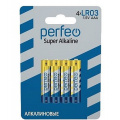Маленькое фото товара - Элемент питания LR03  4BL PERFEO Super Alkaline (120/960). Вариант №1