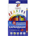 Фото товара - Карандаши 24цв двусторонние "Классика" трехгранные утолщенные 35С 2317-08 Луч