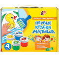 Фото товара - Краски пальчиковые 4цв "Кроха" с аксессуарами "Первые краски малыша" 34С 2256-08 Луч