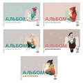 Фото товара - Альбом для рисования 40л на спирали с пласт. обл. 300мкм 5 диз. "Девочка с котиком" (091567) Хатбер