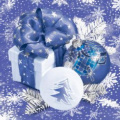 Фото товара - Салфетки бумажные Bouquet Home Collection Classic. Ноовогодняя композиция синяя (33*33см, 3-слоя, 20шт.) 57807, (ООО "Русская бумага АЛЛ Продукция")