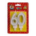 Фото товара - Свеча в торт (значимые даты, серебряная) цифра "60" С2498, (МИЛЕНД)