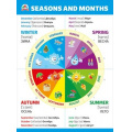 Маленькое фото товара - 070856 Плакат "Seasons and months" (Времена года)" (А2, текст), (МирПоздр). Вариант №1