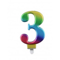 Фото товара - Свеча в торт (9 см, радужный градиент) цифра "3" 32453, (Yiwu Yibotong Trade Co., Ltd)
