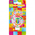 Фото товара - Свеча в торт "С Днем рождения" (8см) цифра "6" CC-110194-HB4, (Huada Toy Co.,Ltd)