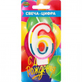 Фото товара - Свеча в торт "С Днем рождения" (8см) цифра "6" CC-110185-HB3, (Shantou City Daxiang Plastic Toy Products Co., Ltd)