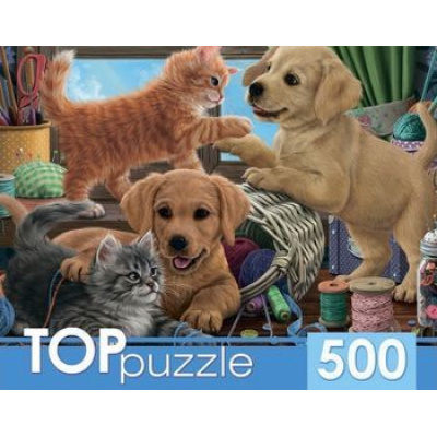 Большое фото товара - ПазлыTOPpuzzle 500 дет. Пушистые помощники ХТП500-6811, (Рыжий кот), 11-161920. Вариант №1