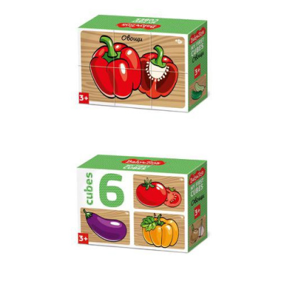 Большое фото товара - Кубики Baby Toys 6шт. Овощи (в коробке, от 3 лет) 03545, (ООО "Десятое королевство"), 11-171221. Вариант №1