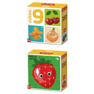 Большое фото товара - Кубики Baby Toys 9шт. Веселый урожай (в коробке, от 3 лет) 03536, (ООО "Десятое королевство"), 11-171223. Вариант №1