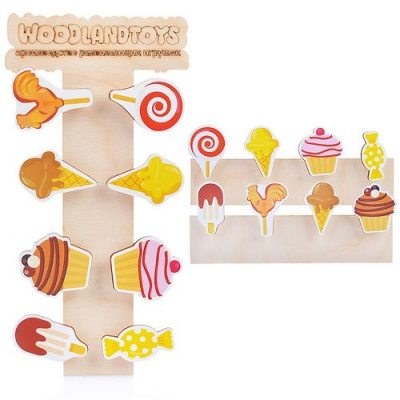 Большое фото товара - WoodLandToys Прищепки-магниты. Сладости (8 деталей, основа для хранения) (дерево) (от 3 лет) 126101, (ООО "СИБИРСКИЙ СУВЕНИР"), 11-172425. Вариант №1