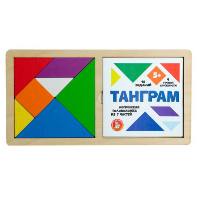 Большое фото товара - Головоломка Танграм (7 деталей, рамка-вкладыш, дерево, от 5 лет) 00788, (ООО "Десятое королевство"), 11-179553. Вариант №1