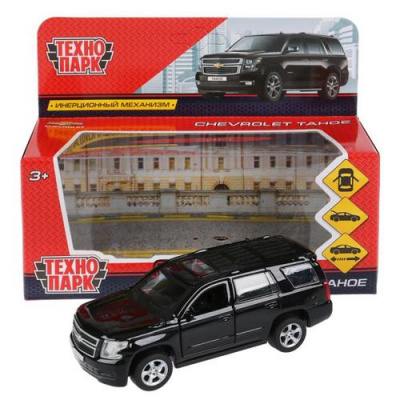 Большое фото товара - Модель Инерционная Технопарк Chevrolet Tahoe (12см, металл, открываются двери, черный, в коробке) TAHOE-BK, (Shantou City Daxiang Plastic Toy Products Co., Ltd), 11-180463. Вариант №1