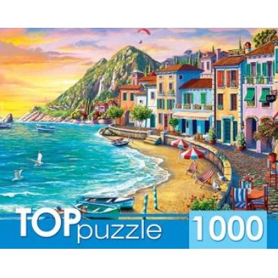 Большое фото товара - ПазлыTOPpuzzle 1000 дет. Курортный город на закате ХТП1000-2169, (Рыжий кот), 11-182809. Вариант №1