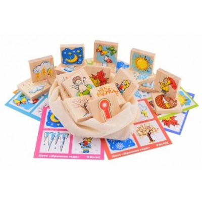 Большое фото товара - Томик Счетный материал Лото Времена Года (24 дет., дерево, в коробке, от 3 лет) 1-75, (ООО "Томь-Сервис"), 11-194769. Вариант №1