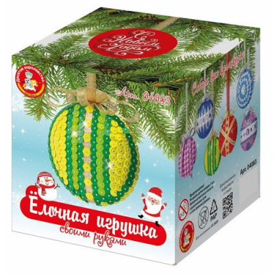 Большое фото товара - Набор Для Творчества Елочная игрушка своими руками. Медальон (желто-зеленый, комплект материалов для изготовления, в коробке, от 14 лет) 04083, (ООО "Десятое королевство"), 11-197504. Вариант №1