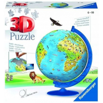 Большое фото товара - Пазлы3D 180 дет. Глобус. Детский мир (+аксессуары, пластик) 12338, (Ravensburger), 11-201864. Вариант №1