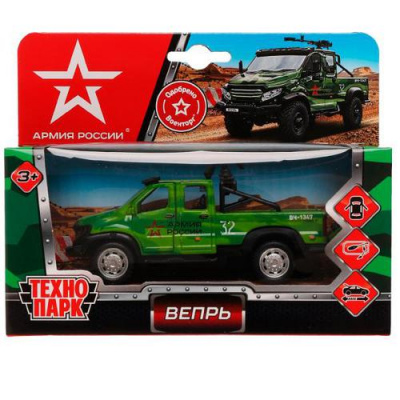 Большое фото товара - Модель Инерционная Технопарк ГАЗ Вепрь Армия России (12,5см, металл, открываются двери, с пулеметом, в коробке) VEPRNEXT-12GUN-AR, (Shantou City Daxiang Plastic Toy Products Co., Ltd), 11-205548. Вариант №1