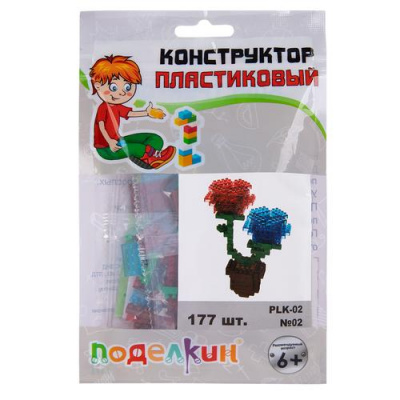 Большое фото товара - Конструктор Поделкин 177 дет. Роза (мини блоки, пластик, в пакете, от 6 лет) PLK-02/02, (YI JUN SCIENCE AND EDUCATION INDUSTRIAL CO. LTD), 11-216484. Вариант №1