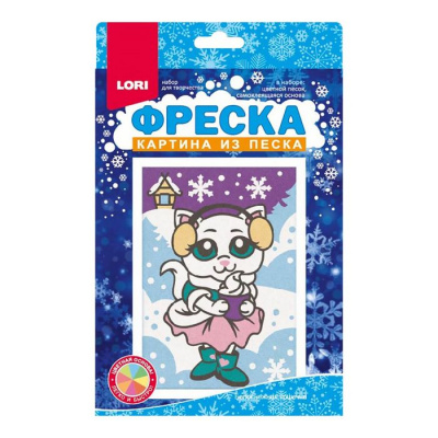 Большое фото товара - LORI Фреска Картина из песка. Белоснежная кошечка (комплект материалов для изготовления, в коробке, от 4 лет) Пз/ф040, (ООО "7-Я"), 11-218934. Вариант №1