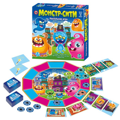 Большое фото товара - Настольная Игра Монстр-Сити (игровое поле, карточки, жетоны, правила, в коробке, от 5 лет) 02036, (ООО "Русский стиль"), 11-224320. Вариант №1