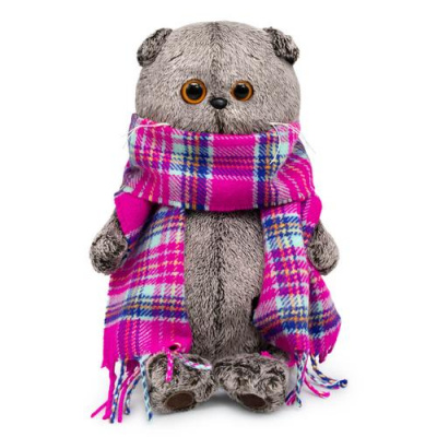 Большое фото товара - Budi Basa Мягкая Игрушка Кот Басик в ярко-розовом шарфе (22см, в подарочной коробке) Ks22-246, (ООО "МПП"), 11-224359. Вариант №1
