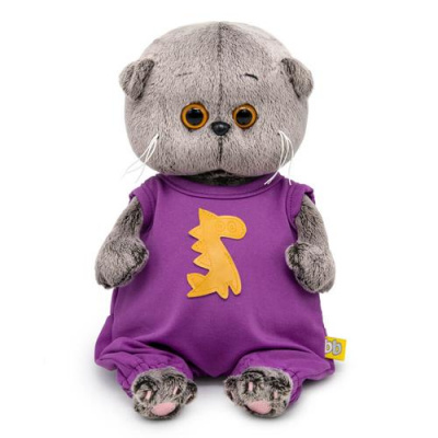 Большое фото товара - Budi Basa Мягкая Игрушка Кот Басик BABY в комбинезоне с драконом (20см, в подарочной коробке) BB-140, (ООО "МПП"), 11-225220. Вариант №1
