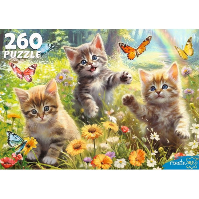 Большое фото товара - Пазлы 260 дет. Котята на лугу Ф260-3885, (Рыжий кот), 11-227684. Вариант №1