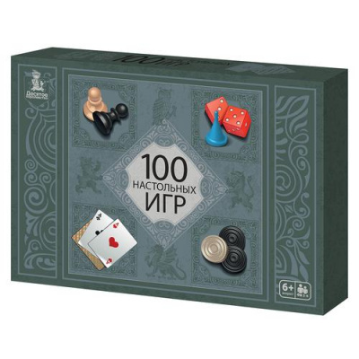Большое фото товара - Настольная Игра 100 настольных игр (правила, в коробке, от 6 лет) 05564, (ООО "Десятое королевство"), 11-229172. Вариант №1