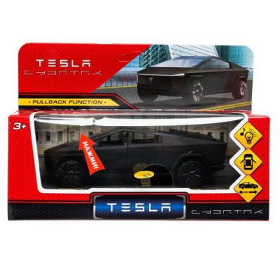 Большое фото товара - Модель Инерционная Технопарк Tesla Cybertruck (13,7см, металл, открываются двери, свет, звук, матовый черный, в коробке) CYBERTRCK-12SL-MAT-BK, (Shantou City Daxiang Plastic Toy Products Co., Ltd), 11-230184. Вариант №1