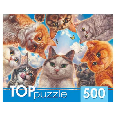 Большое фото товара - ПазлыTOPpuzzle 500 дет. Необычное селфи котов Ф500-7728, (Рыжий кот), 11-230203. Вариант №1
