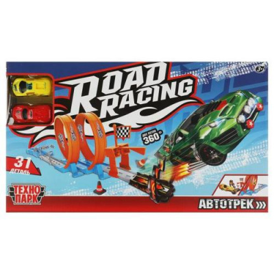 Большое фото товара - Технопарк Автотрек Road Racing (2 машинки, 2 петли, 31 деталь, в коробке, от 3 лет) RR-TRK-210-R, (Huada Toy Co.,Ltd), 11-230311. Вариант №1