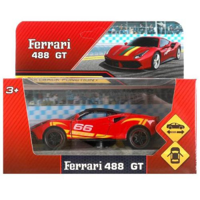 Большое фото товара - Модель Инерционная Технопарк Спорткар Ferrari 488 GT (10см, металл, открываются двери, в коробке) 2302C0434-R, (Huada Toy Co.,Ltd), 11-230357. Вариант №1