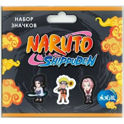 Большое фото товара - Набор значков Naruto. Чибики Шиппуден Сакура (3 значка, дерево, в пакете, от 10 лет) 08717, (ООО "Оригами"), 11-230419. Вариант №1