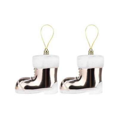 Большое фото товара - Набор Елочных Украшений Блестящие сапожки (2шт., 9см, пластик, в пакете) НУ-2612, (ООО "МИЛЕНД"), 11-234175. Вариант №1