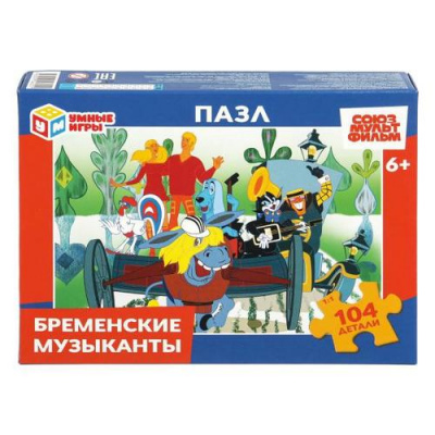 Большое фото товара - Пазлы 104 дет. Умные Игры. Бременские музыканты (Союзмультфильм) 046251, (ООО "СИМБАТ"), 11-235807. Вариант №1
