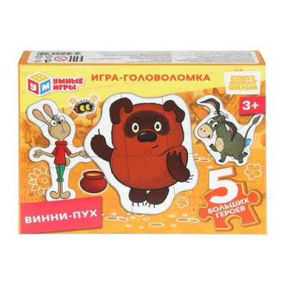 Большое фото товара - Пазлы Умные Игры. Винни Пух (Союзмультфильм, 5 героев) 043519, (ООО "СИМБАТ"), 11-236117. Вариант №1