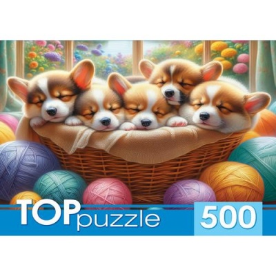 Большое фото товара - ПазлыTOPpuzzle 500 дет. Корги в корзине Ф500-8741, (Рыжий кот), 11-236256. Вариант №1