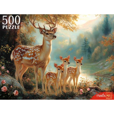 Большое фото товара - Пазлы 500 дет. Олени у озера П500-7619, (Рыжий кот), 11-236772. Вариант №1