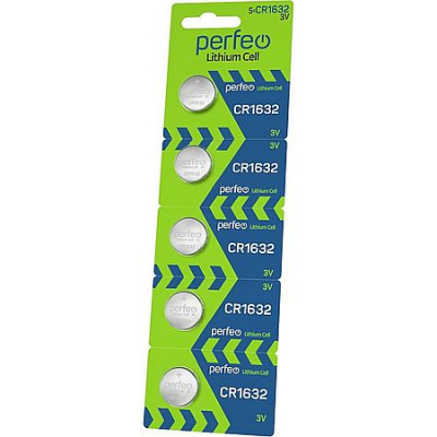 Большое фото товара - Элемент питания CR1632 Perfeo 5BL Lithium Cell (100/60), 12-104759. Вариант №1