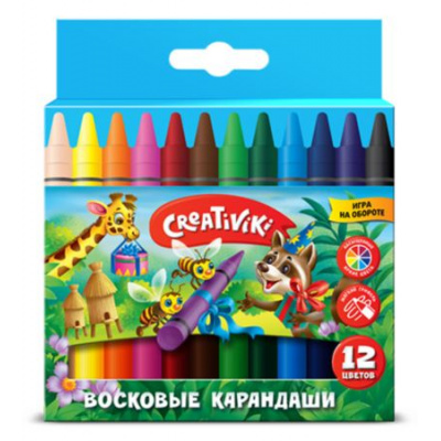 Большое фото товара - Карандаши восковые 12цв КВ12КР Creativiki, 12-105250. Вариант №1