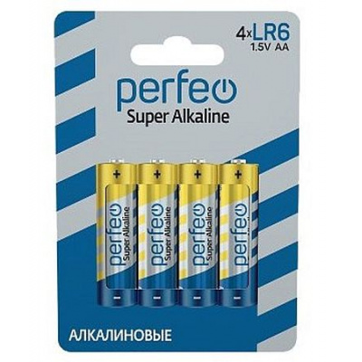 Большое фото товара - Элемент питания LR06  4BL PERFEO Super Alkaline (120/480), 12-109955. Вариант №1