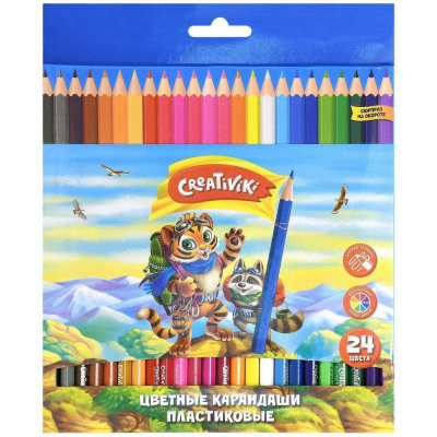 Большое фото товара - Карандаши пластиковые 24цв ЦКП24КР Creativiki, 12-110438. Вариант №1