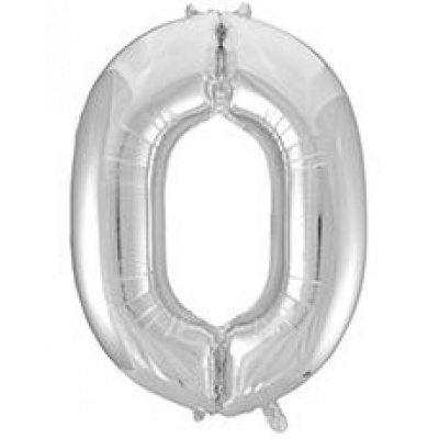 Большое фото товара - Шар фольгированный фигурный "ЦИФРА 0  40" Silver/СЕРЕБРО 1207-2955 Веселая Затея, 12-111171. Вариант №1